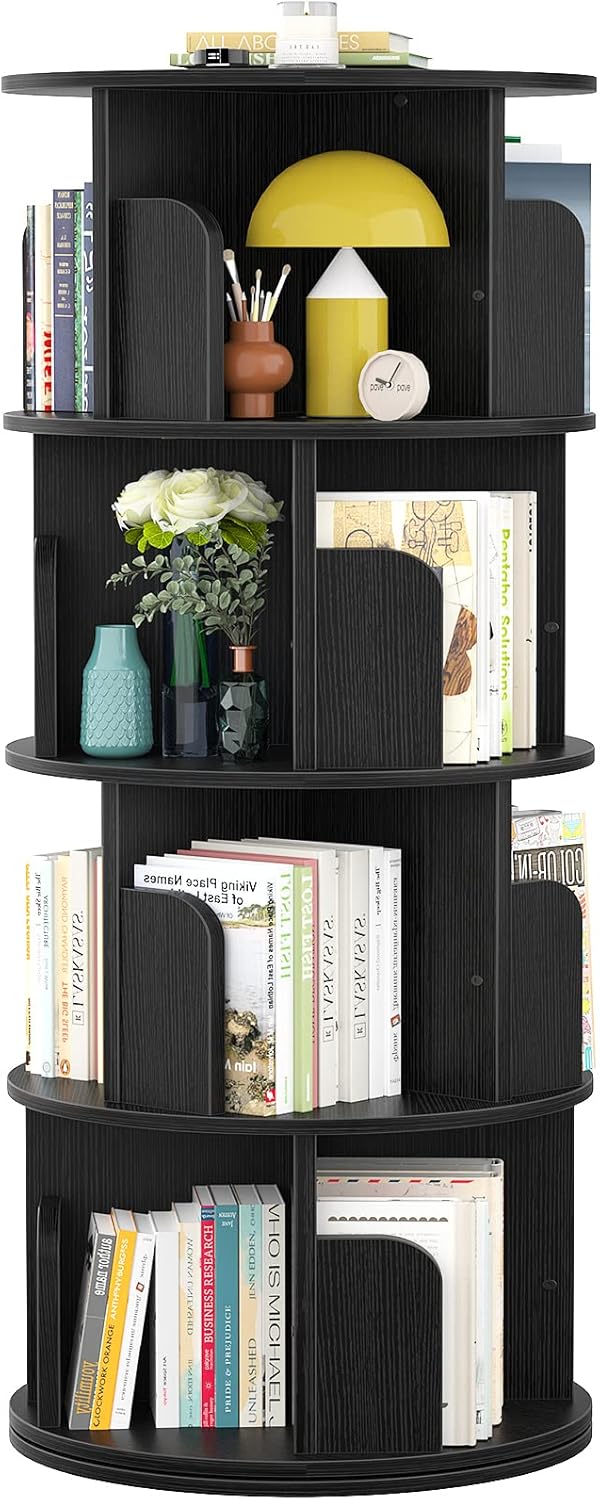 Aheaplus Rotating Bookshelf - 360 Revolving Bookcase for Small Spaces