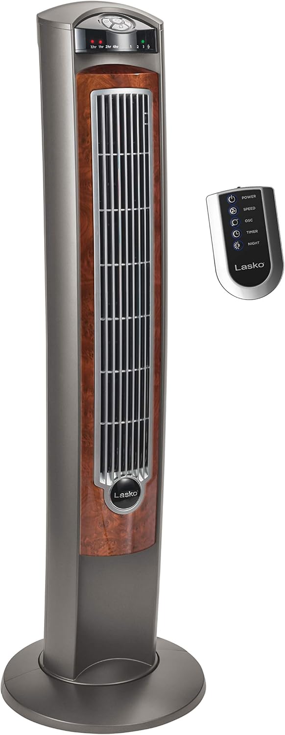 Lasko Oscillating Tower Fan with Remote for Bedroom Cooling