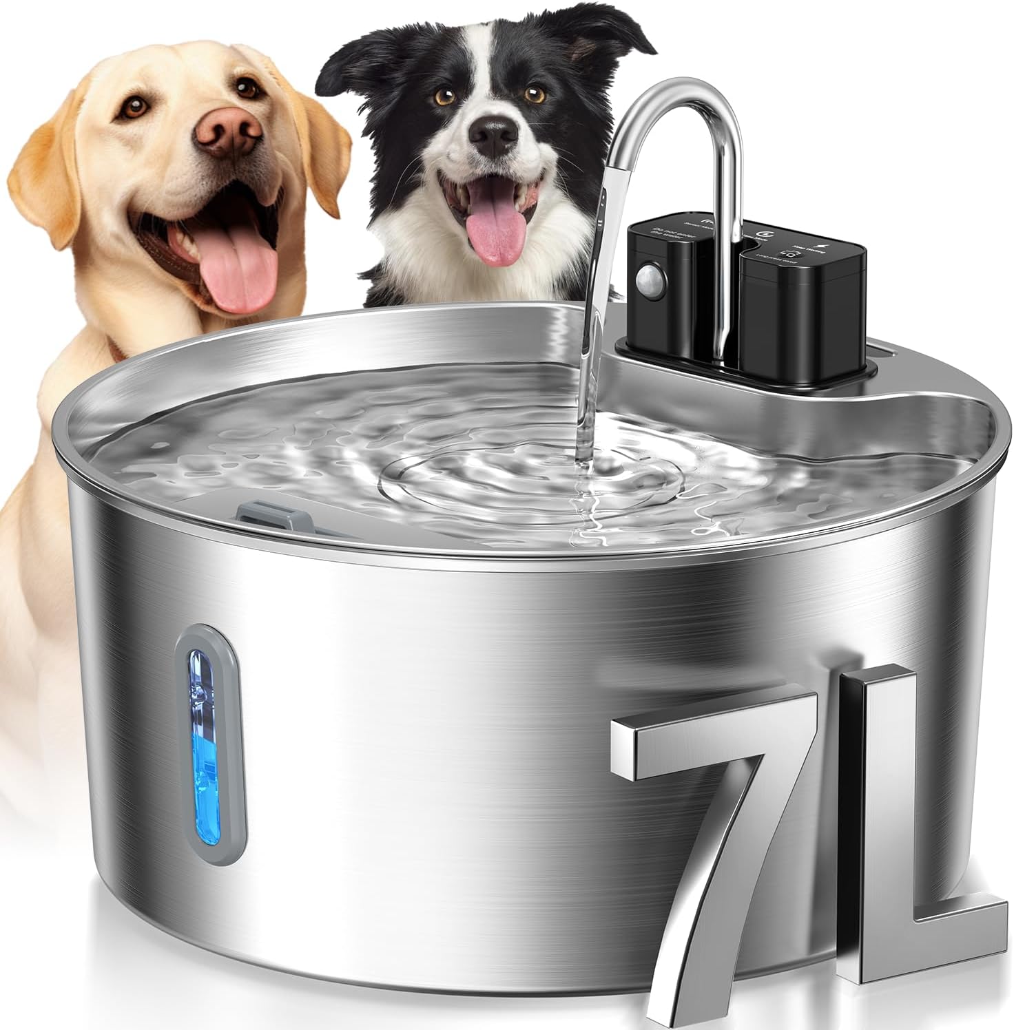 Voluas Dog Water Fountain: Wireless Stainless Steel Pet Bowl