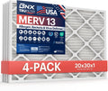 BNX TruFilter 20x30x1 MERV 13 Air Filters for Allergies