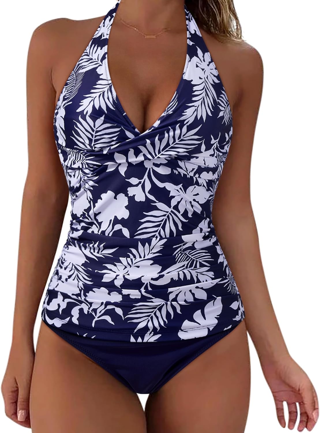 SUUKSESS Women Sexy Halter Tankini Bathing Suit for Summer Fun