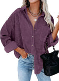 Dokotoo Womens Corduroy Button Down Shirt - Oversized Comfort Sleeves