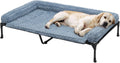 Cooling Elevated Dog Bed with Rose Plush Bolster - Extra Large