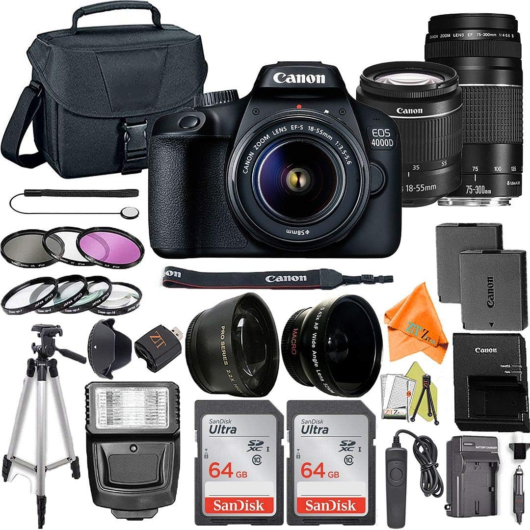 Canon EOS 4000D DSLR Camera Bundle with Lenses and Accessories