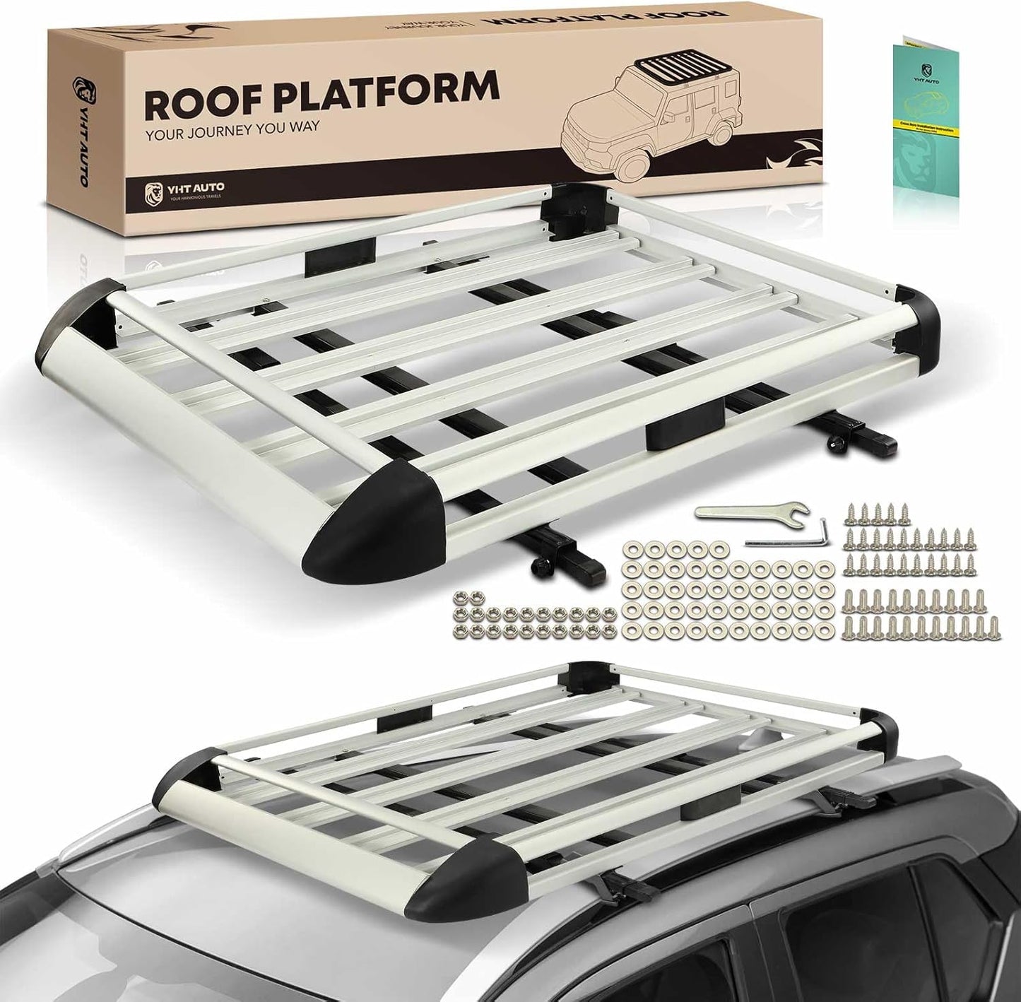 Universal 50 Car Roof Rack + Cross Bars, 165 Lbs Capacity