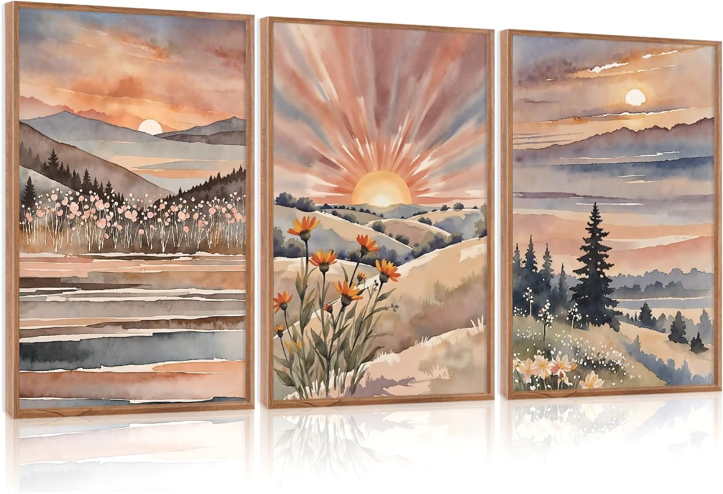 Boho Sun Canvas Wall Art Set for Nature-Inspired Decor
