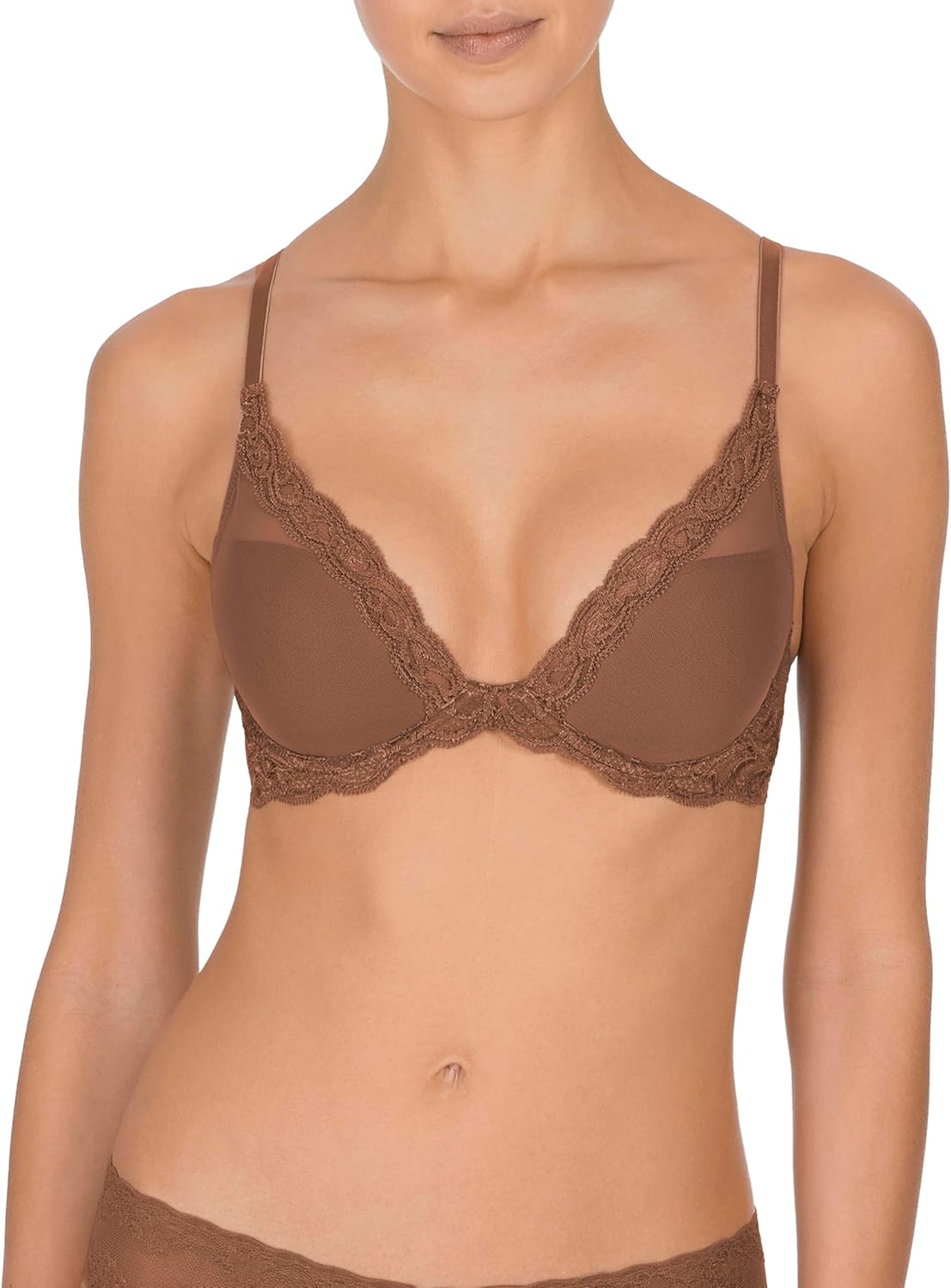 Natori Women Feathers Lace Plunge T-Shirt Bra for Comfort