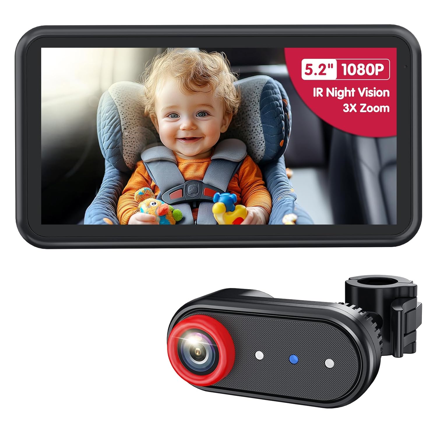 BM2A Baby Car Camera by LUCKVIEW: Night Vision & 5.2in Display