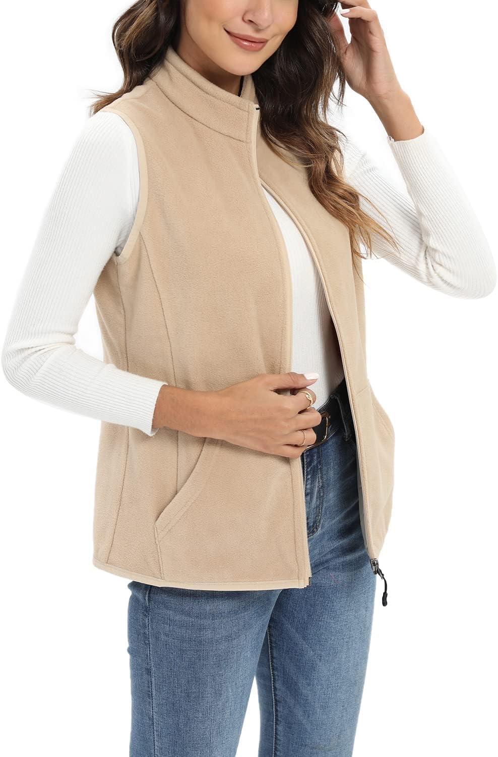 Xeoxarel Women's Fleece Vest with 6 Pockets for Comfort