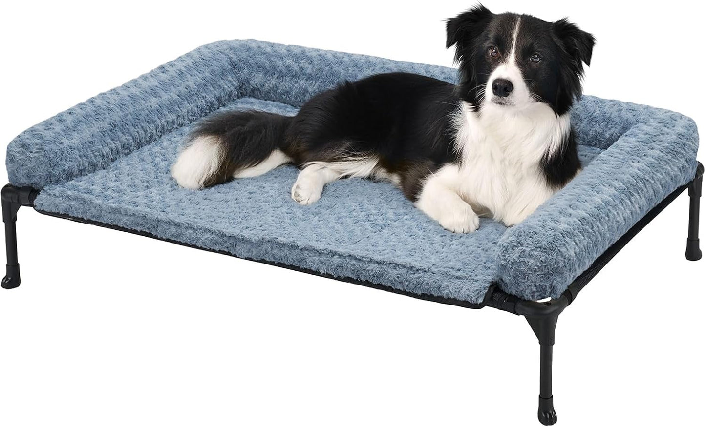Veehoo Cooling Elevated Dog Bed with Plush Bolster Cushion Mat