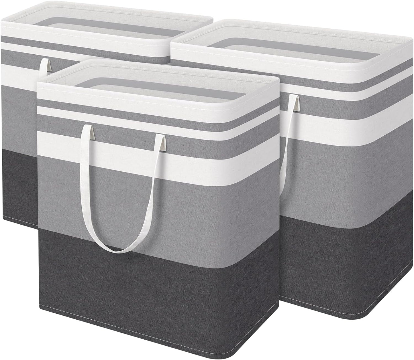 BlissTotes 3-Pack Laundry Basket for Easy Carry and Storage