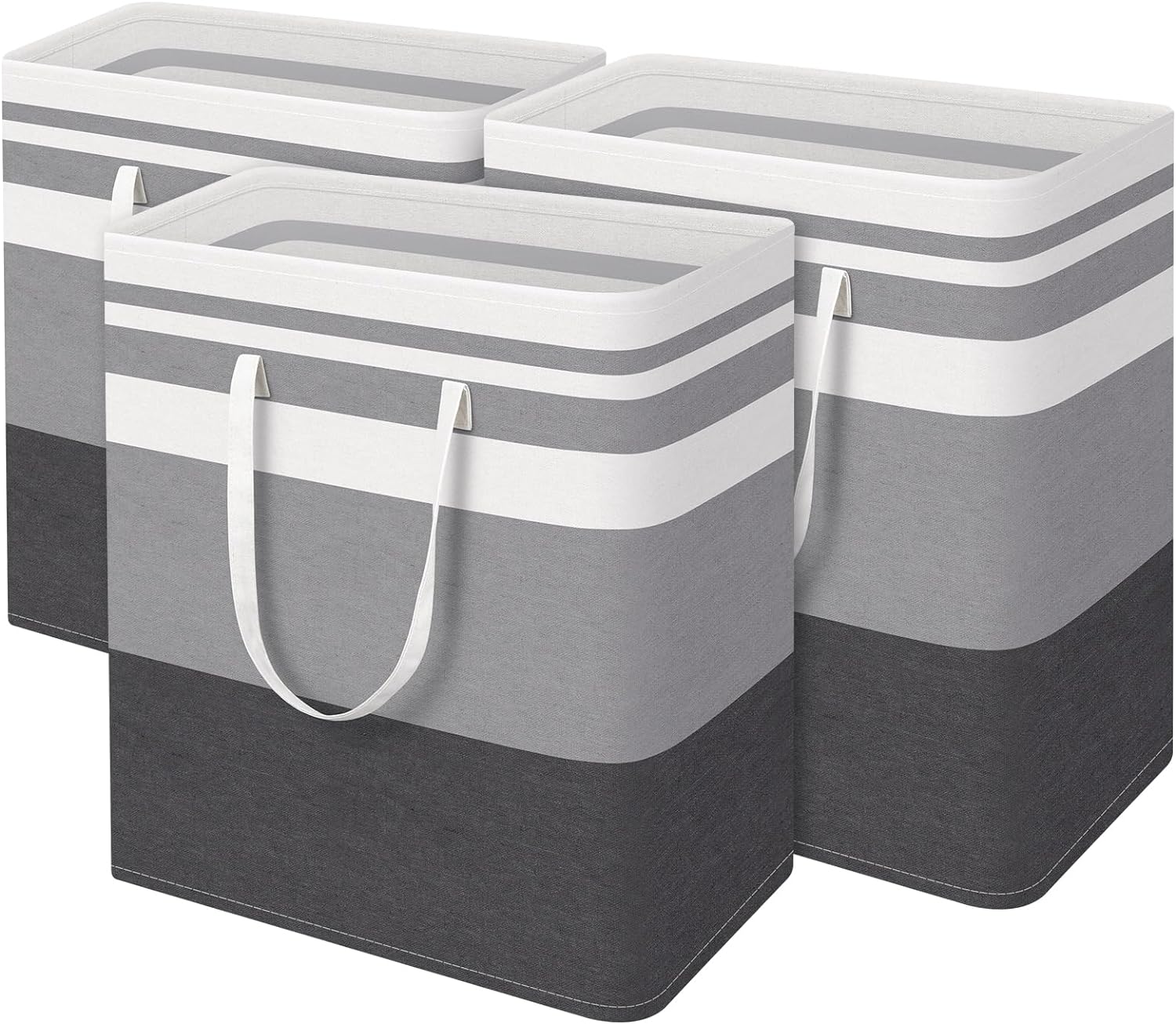 BlissTotes 3-Pack Laundry Basket for Easy Carry and Storage