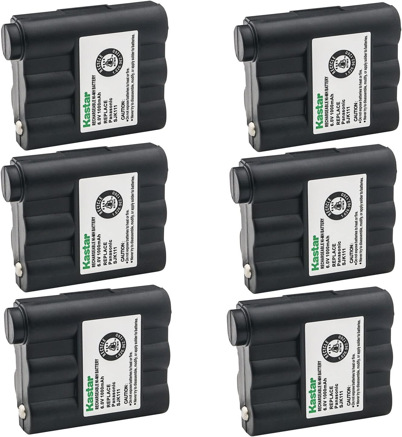 Kastar 6-Pack Two-Way Radio Battery Replacement for Midland Models
