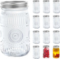 32oz Vintage Mason Jars with Lids 12 Pack - Fluted Quart Canning Jars