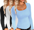 Square Neck Long Sleeve Thermal Shirt 3-Pack - Slim Fit Basics Ekouaer