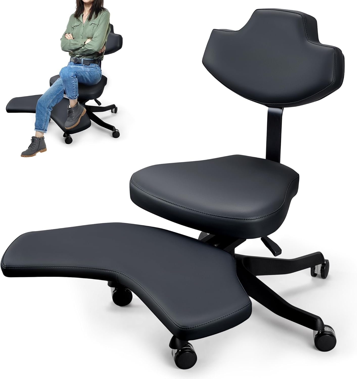 Tristcily Ergonomic Kneeling Chair - Lumbar Support & Height Adjustable