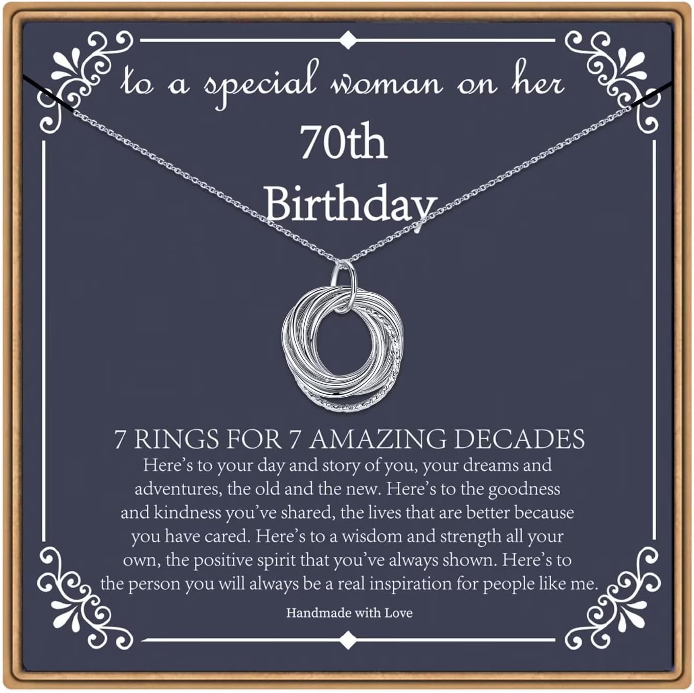 70th Birthday Necklace for Women - Exquisite Sterling Silver Gift
