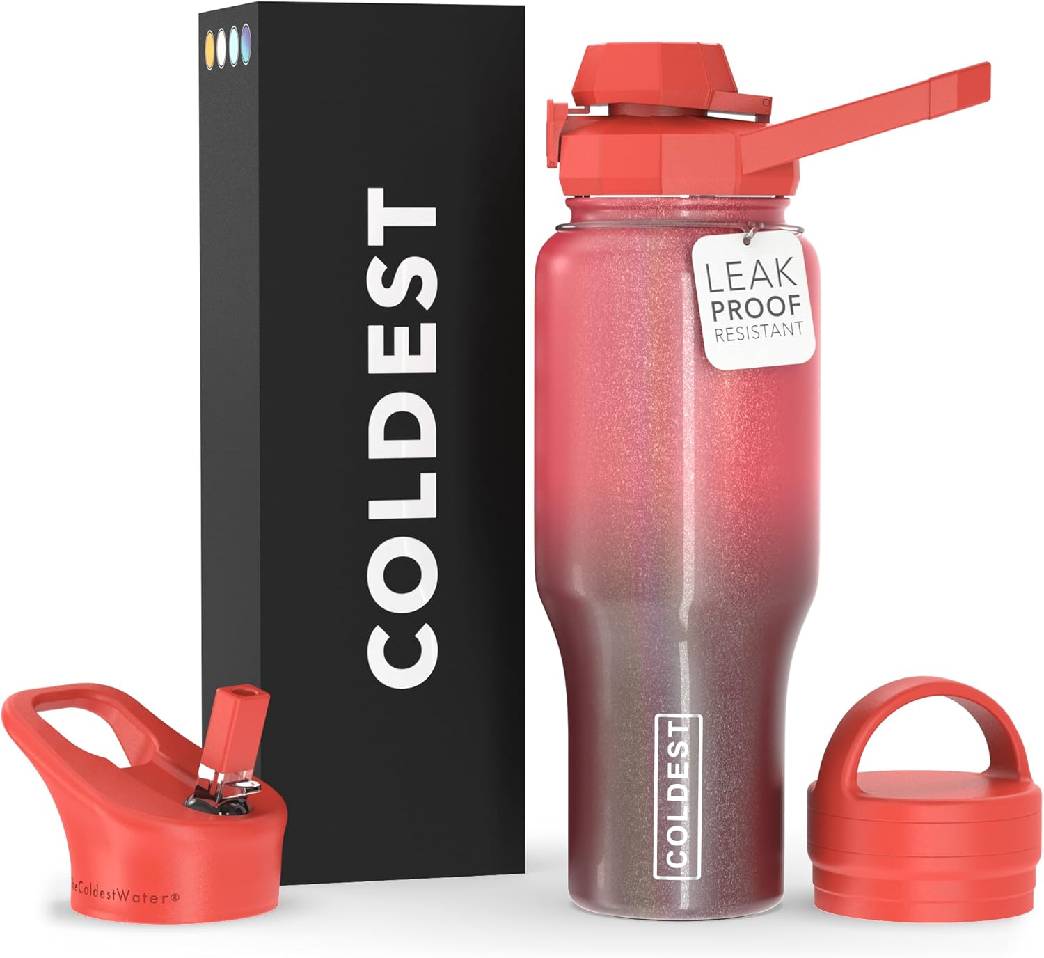 Coldest Sports Water Bottle - 3 in 1 Lids for Ultimate Hydration