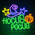 Hocus Pocus Neon Sign - Dimmable LED Wall Light for Halloween Decor