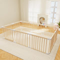 Baby Playpen Foldable Wooden Play Yard with Gate - Safe, Adjustable