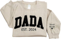 Personalized Embroidered Dad Sweatshirt With Kid Names On Sleeve