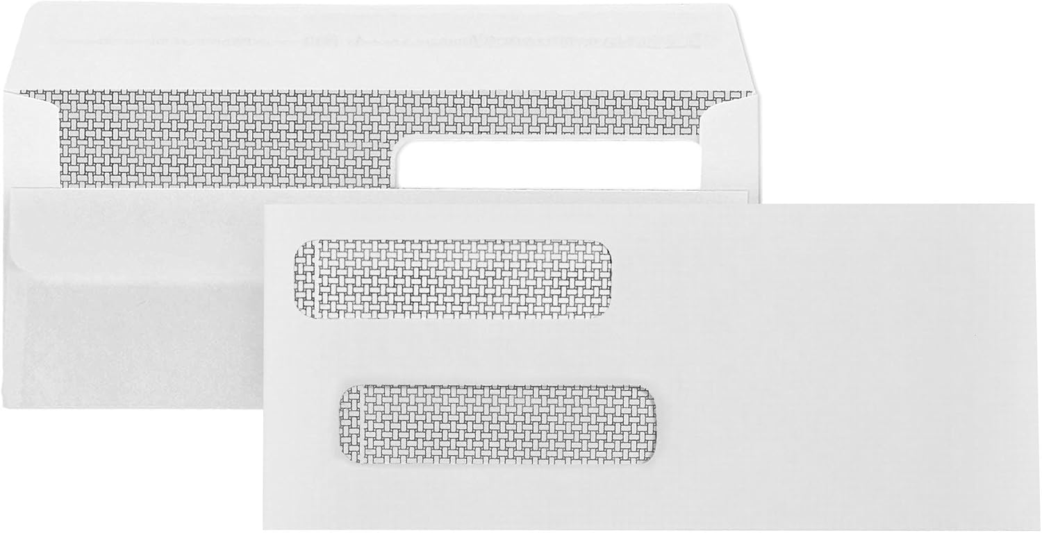 500 No. 8 Flip and Seal Double Window Security Check Envelopes