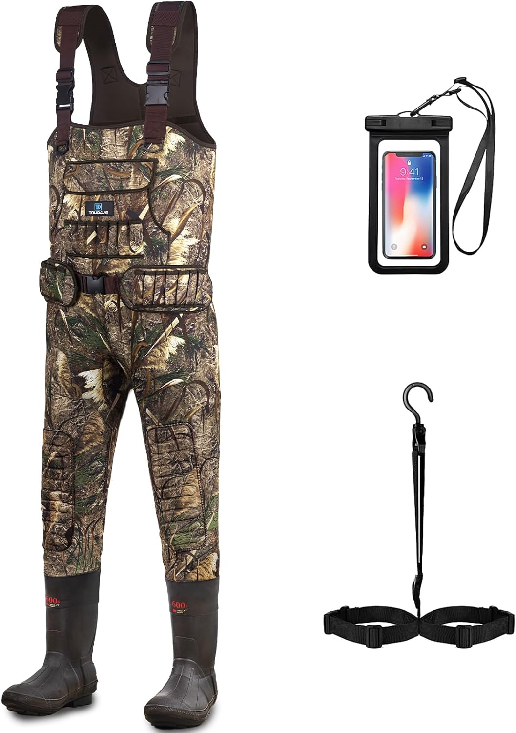 Fishing Waders for Men with 600G Insulation and Waterproof Boots