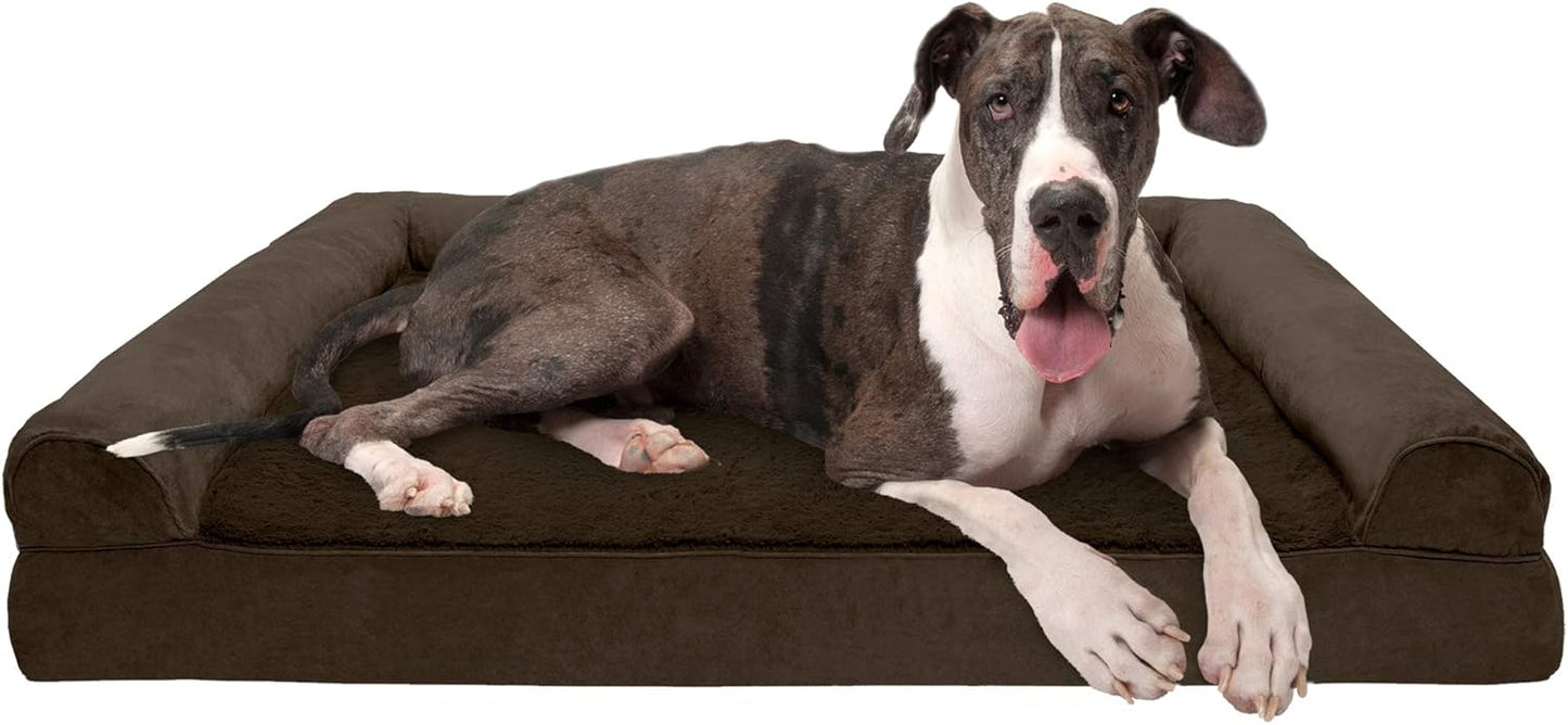 Furhaven Memory Foam Dog Bed for Large Dogs with Bolsters