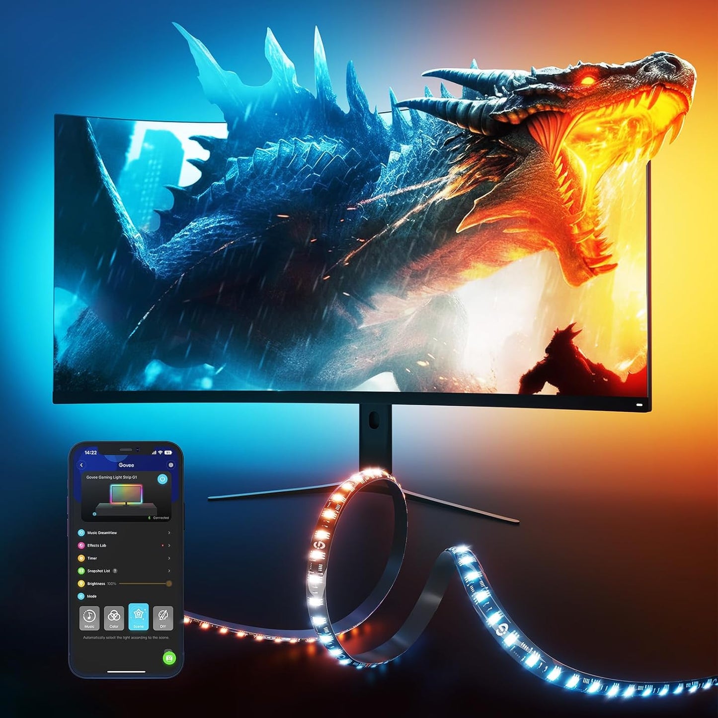 Govee RGBIC Gaming Light: Smart Backlight for 27-34 Monitors