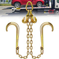 G80 V Bridle Chain 5/16 in 2ft Tow Chains with 15 in J Hook - Heavy