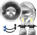 H4/9003 LED Headlight Bulbs + 7in H6024 Glass Round Housing - Classic