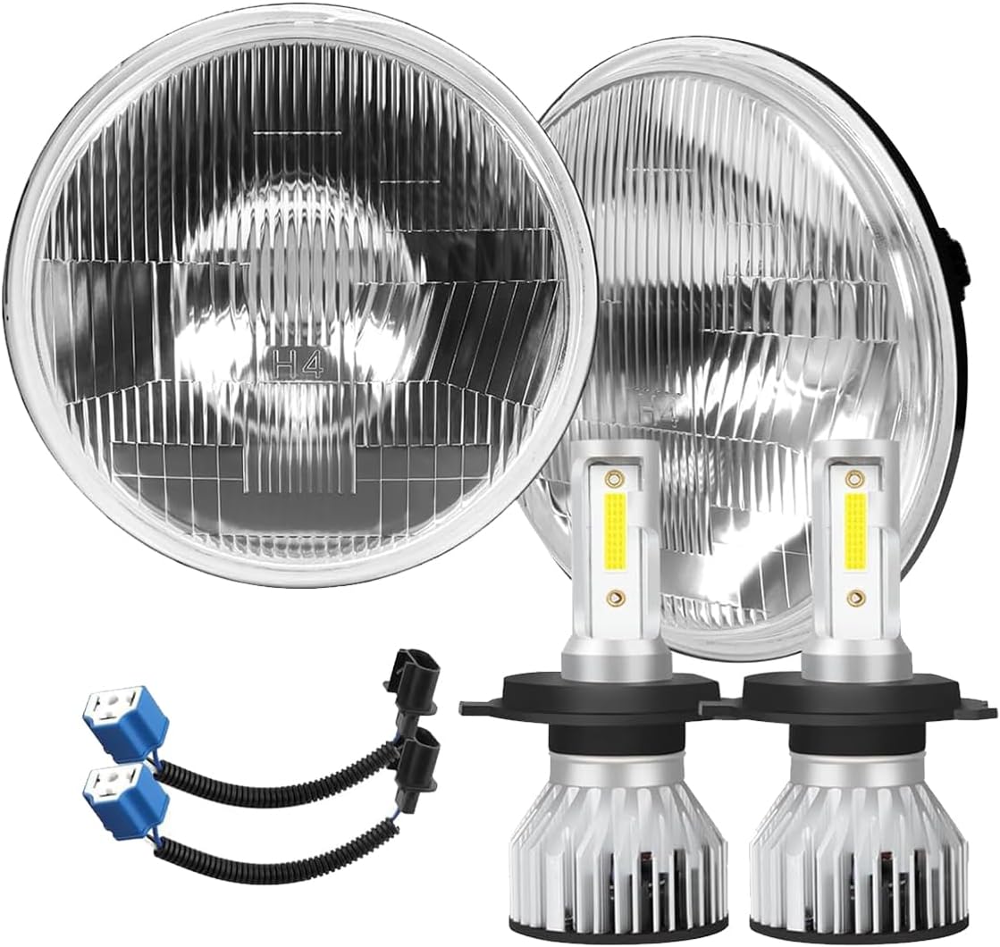 H4/9003 LED Headlight Bulbs with 7 Inch H6024 Housing Kit