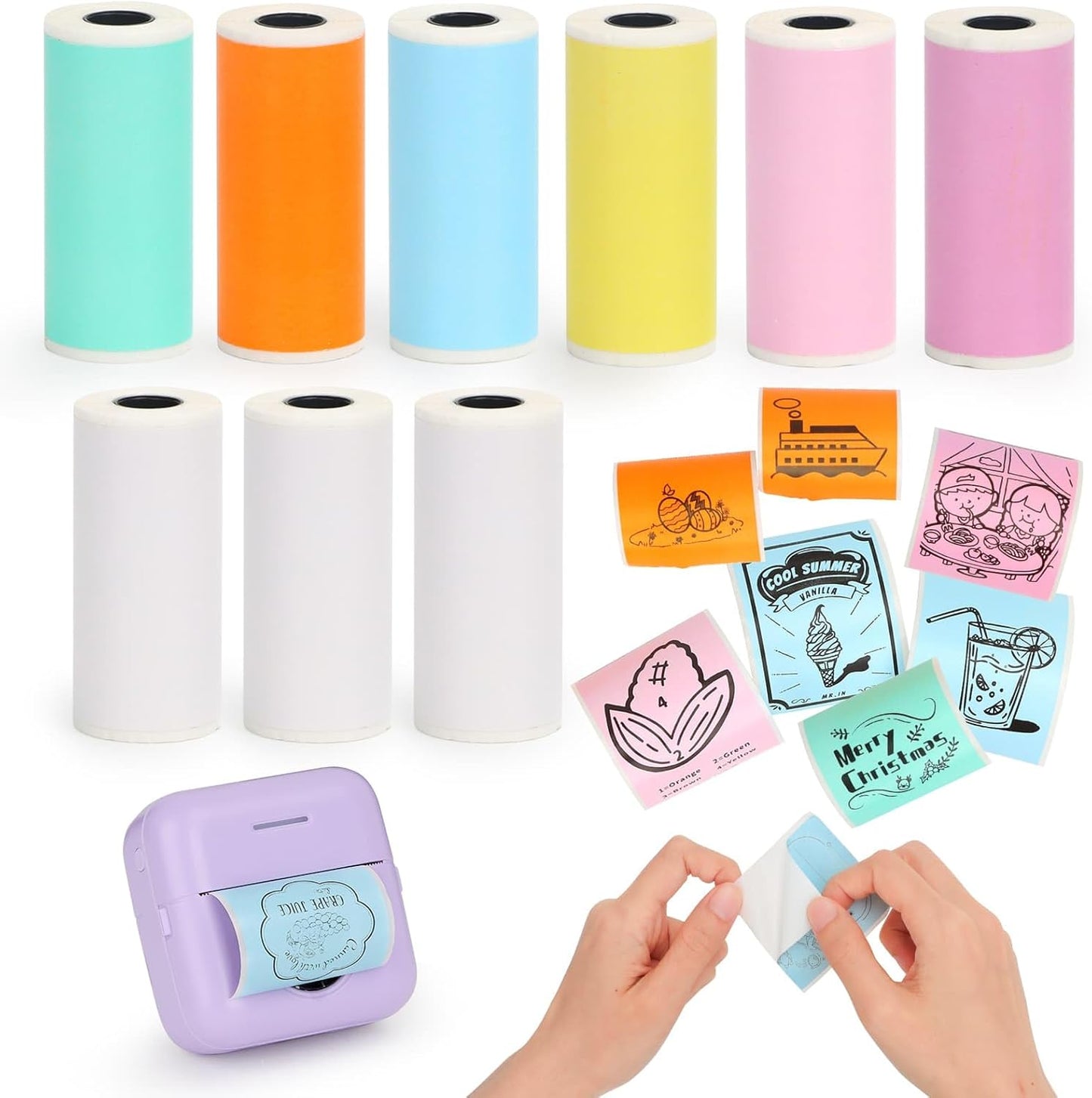 Vibrant Mini Printer Sticker Paper Set by HUIJUTCHEN