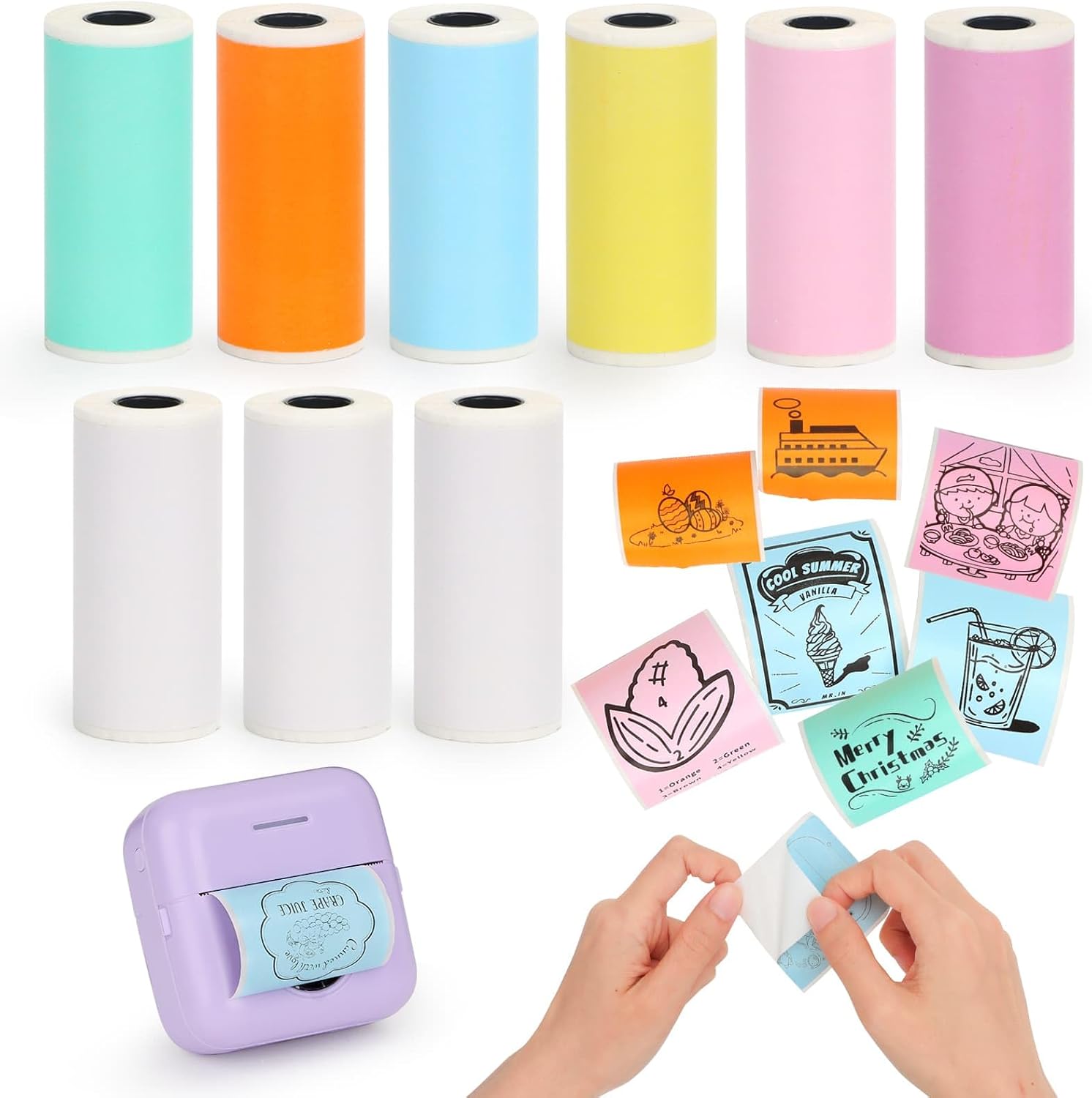 Vibrant Mini Printer Sticker Paper Set by HUIJUTCHEN