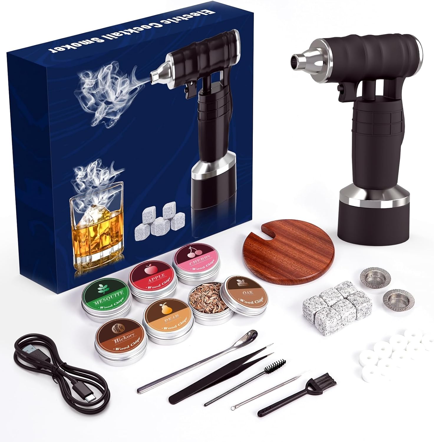 Electric Whiskey Cocktail Smoker Kit - Perfect Mens Gifts