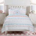 Cotton Chic Ruffle Light Lavender Orchid Blue Quilt Set - Twin