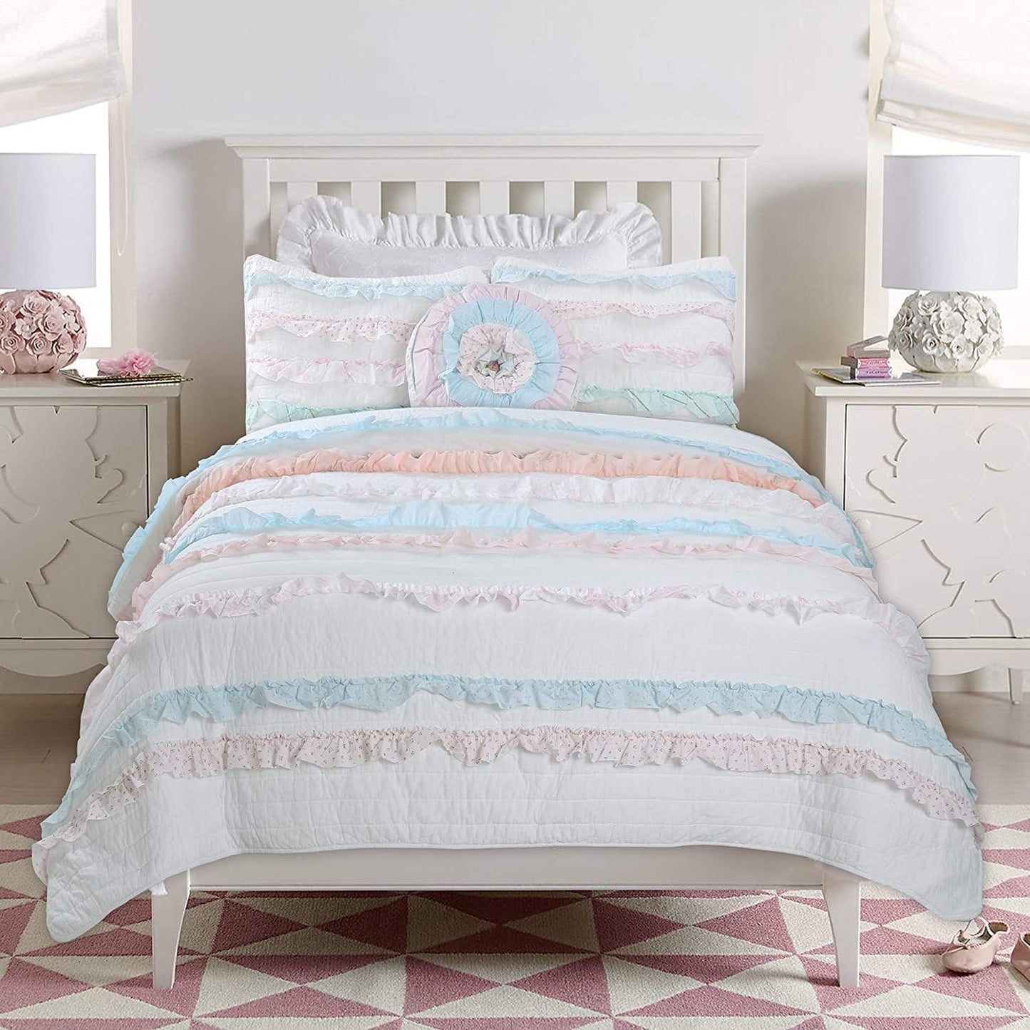 Cozy Line Home Fashions Chic Ruffle Twin Bedding Quilt Set