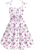 Girls' Tiered Summer Sundress with Adjustable Straps - Midi Casual