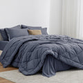 Love's cabin Twin XL Comforter Set Navy Blue - All Season 5-Piece