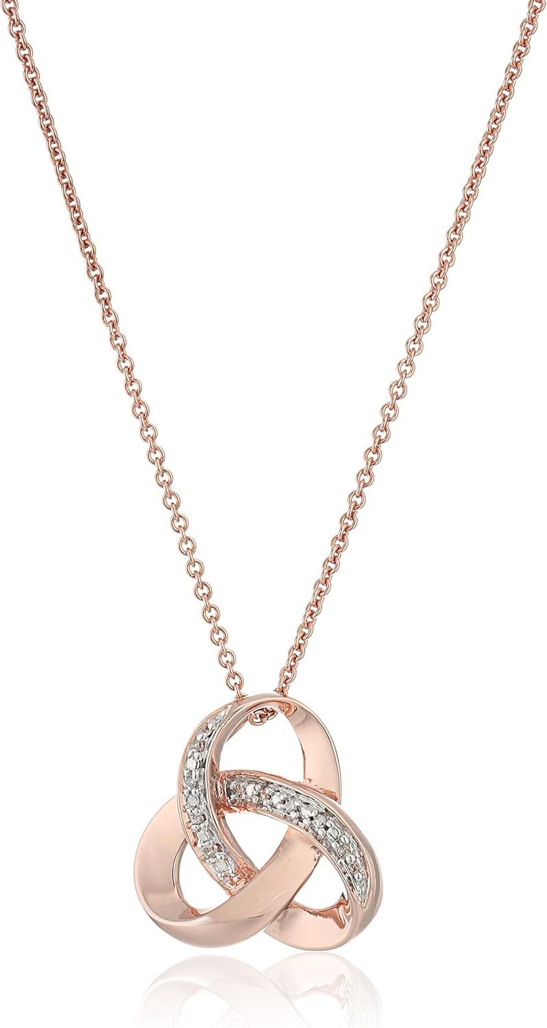 18K Gold over Sterling Silver Diamond Knot Pendant Necklace