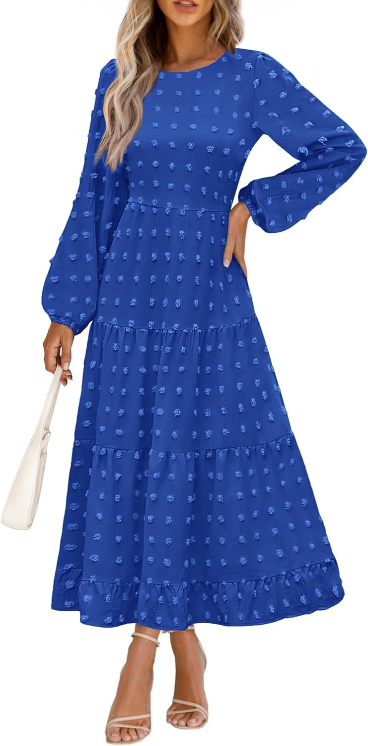 Elegant Long Sleeve Maxi Dress for Women - Flowy Casual Style