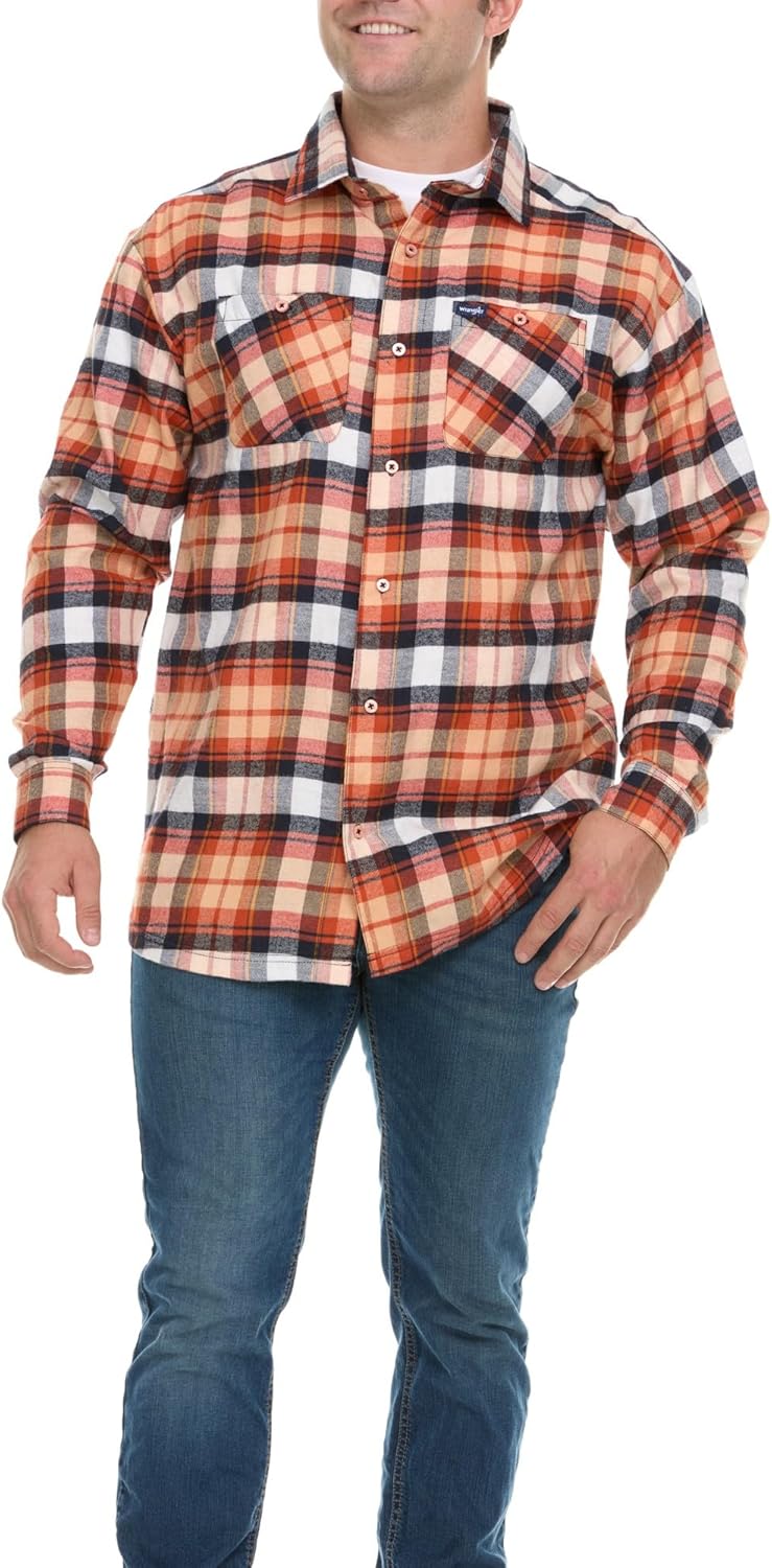 Wrangler Big and Tall Flannel Shirt for Men - Comfortable Style
