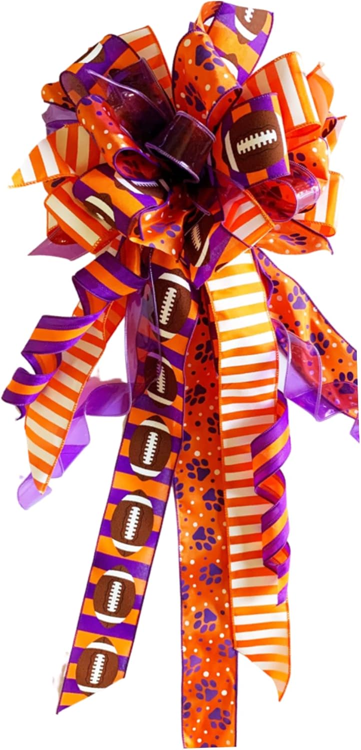 Clemson Bow Mailbox Bow Wreath Bow for Sports Enthusiasts