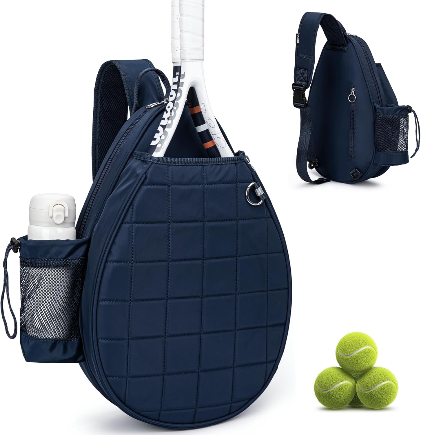 Quilted Tennis Backpack for Rackets and Pickleball Gear