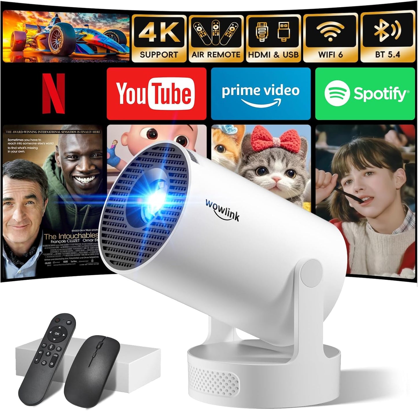 Wowlink Mini Projector with WiFi 6 and Bluetooth 5.4 Support