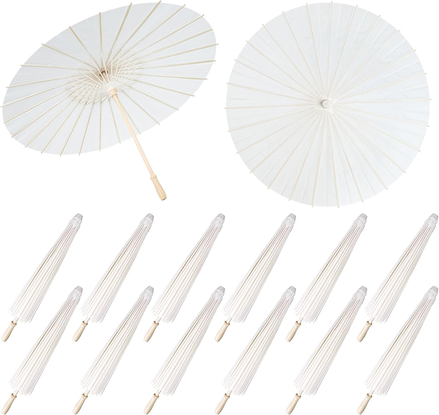 White Paper Umbrella Set - DIY Crafts & Photography Props - 12 Pack