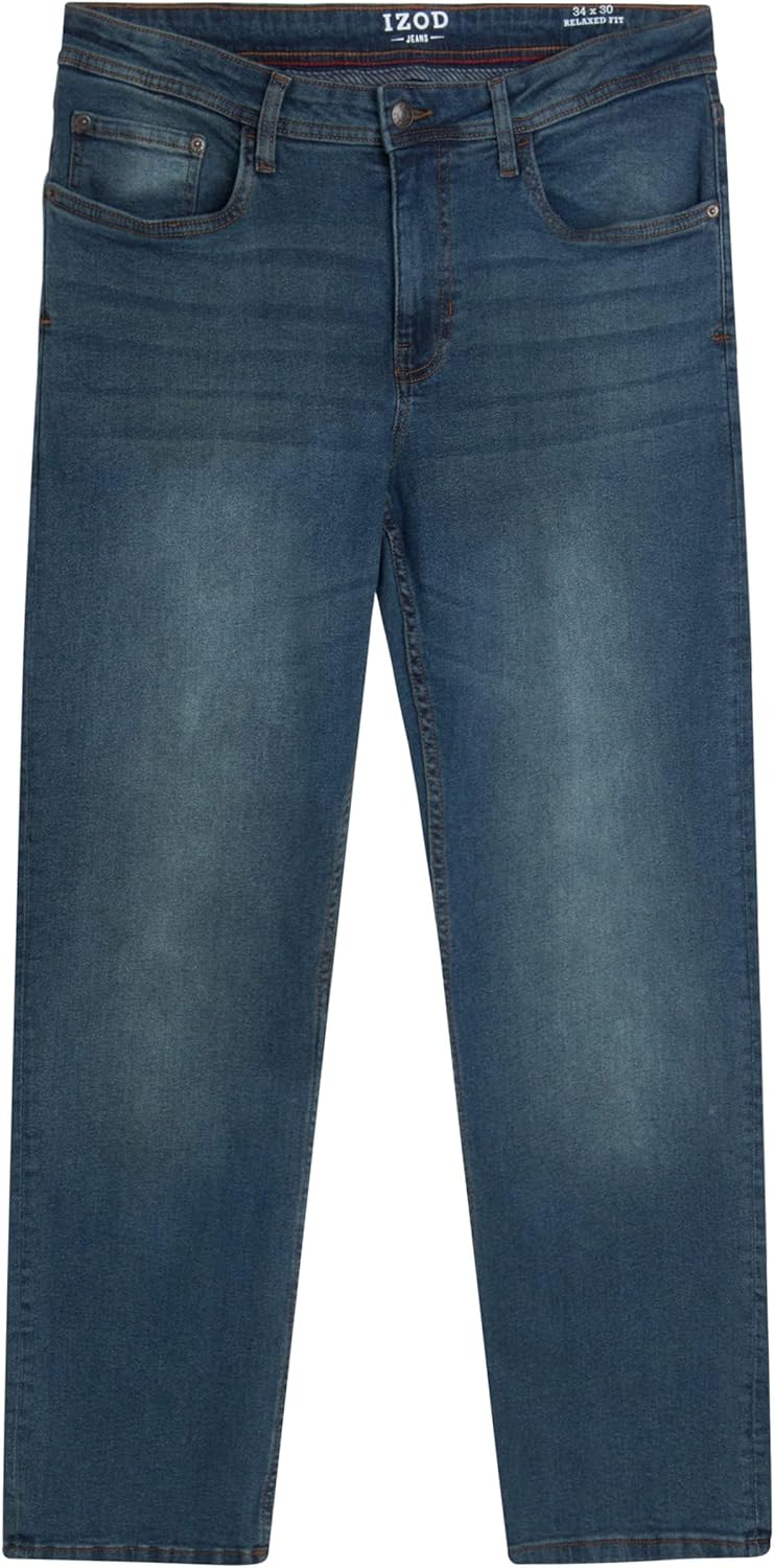 IZOD Men's Relaxed Fit Jeans - Comfortable Stretch Denim Pants