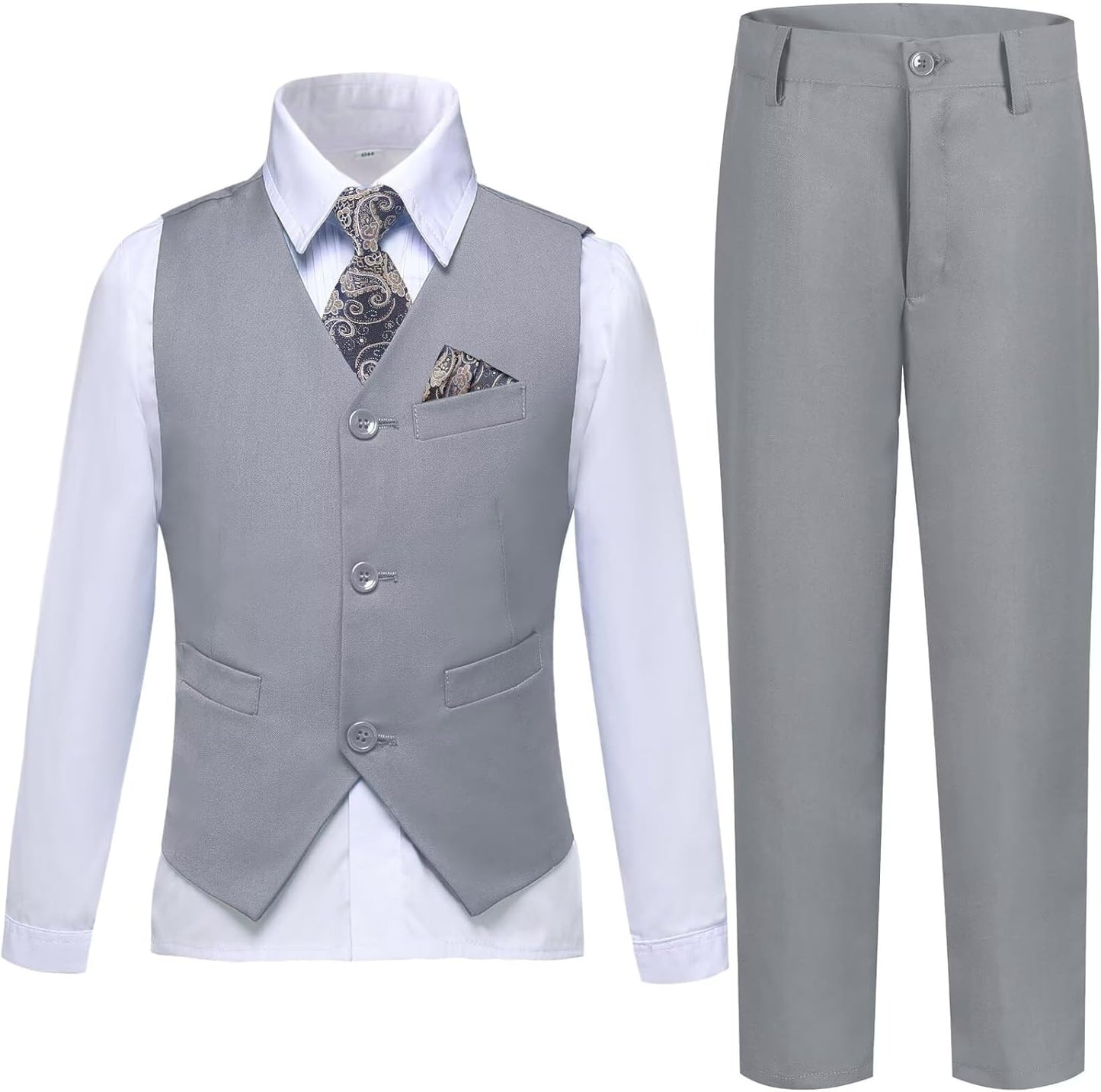 Boys Suit Formal Dress Pants Vest Set for Weddings and Events