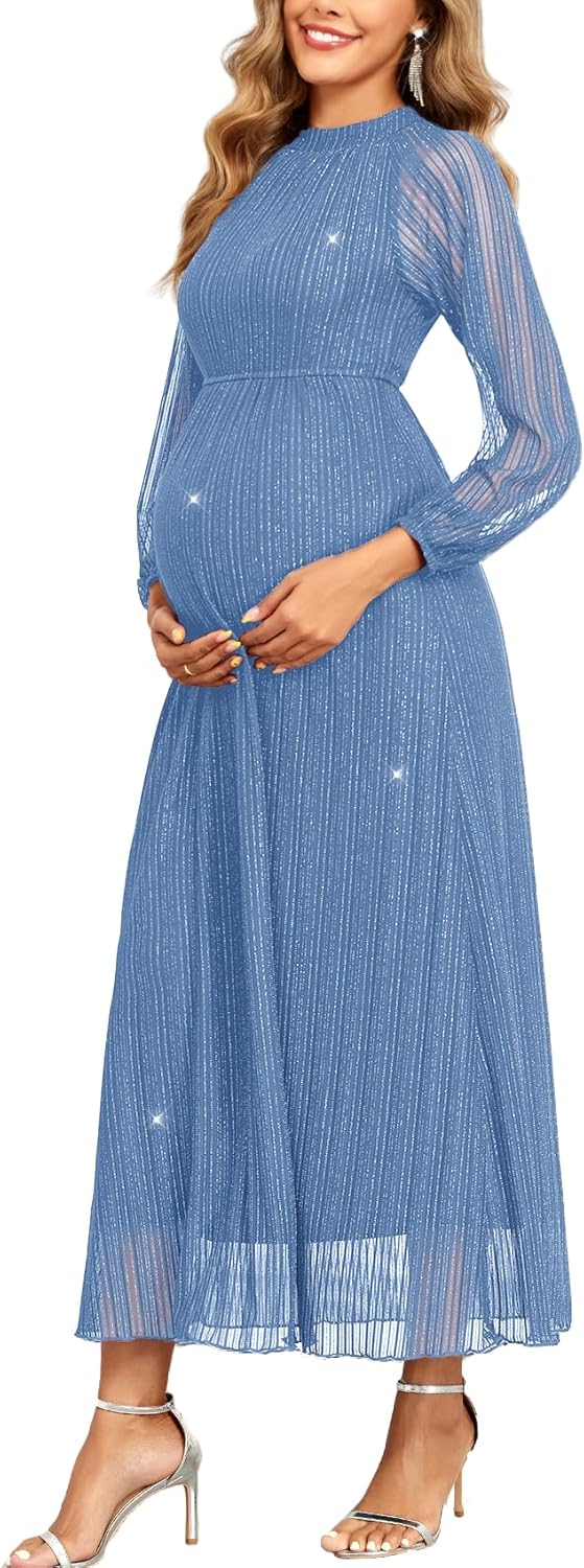 Maternity Sparkly Mesh Dress for Baby Shower and Photoshoot