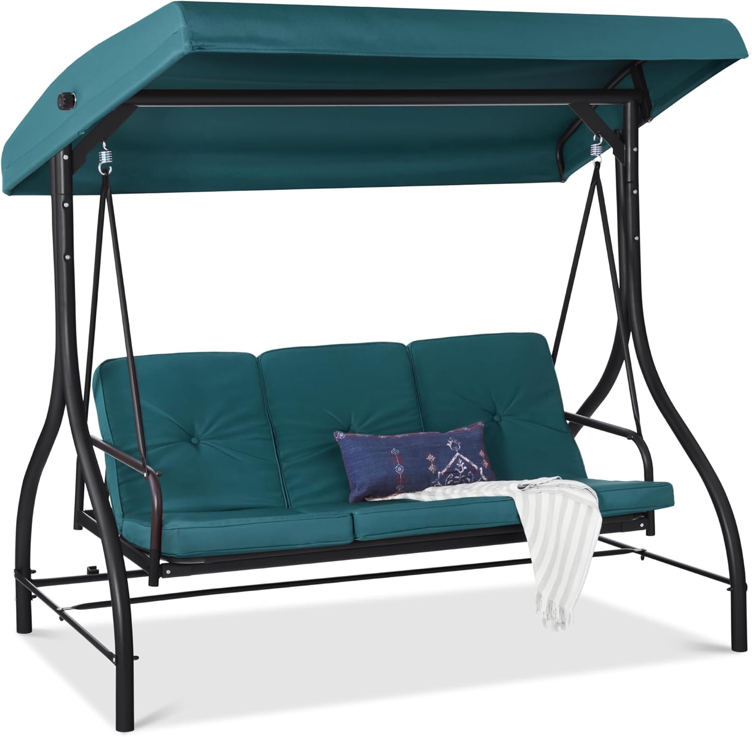 3-Seat Outdoor Large Canopy Swing Glider for Relaxation